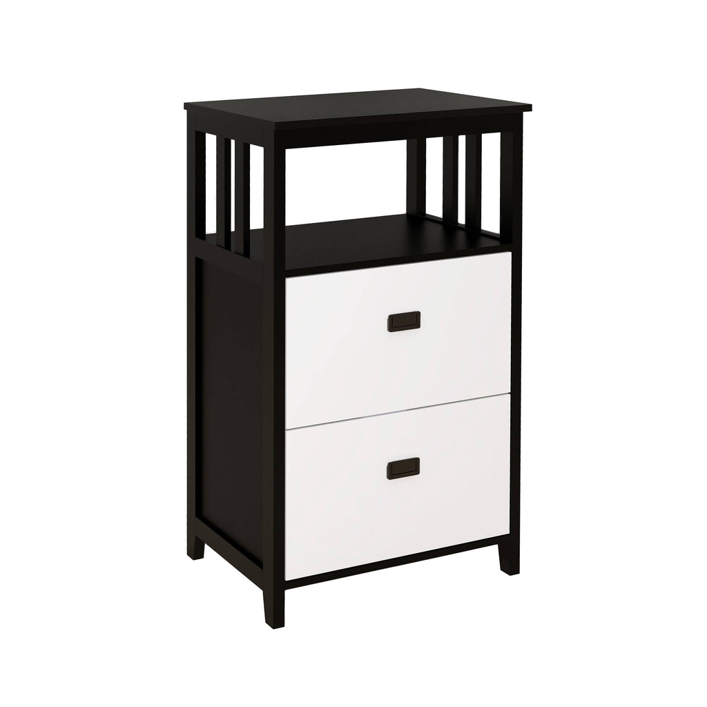 Black 2 Drawers Lateral File Cabinet with Open Compartment H682