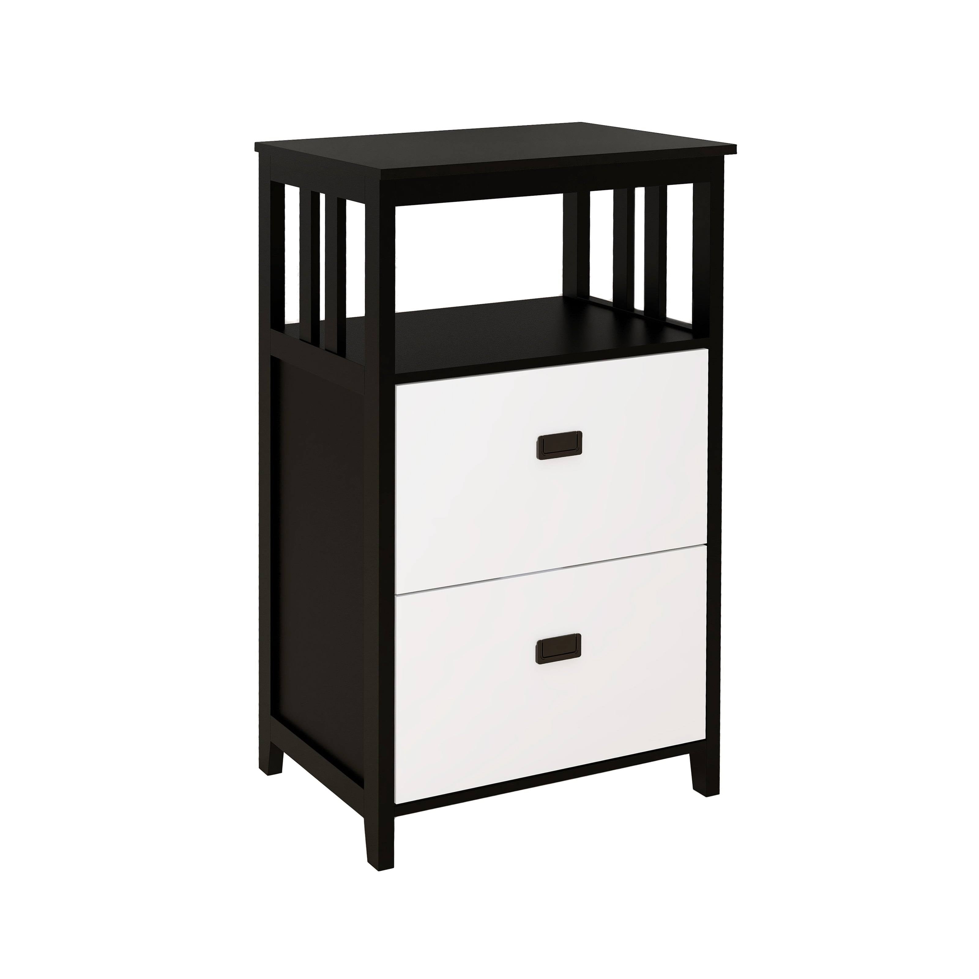 Black 2 Drawers Lateral File Cabinet with Open Compartment H682