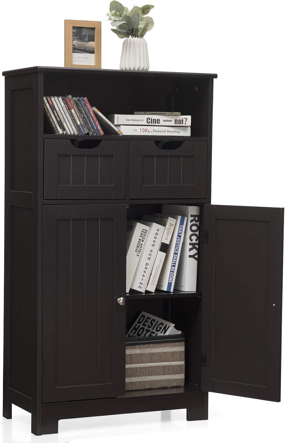Grey Bathroom Floor Cabinet with Two Doors and Two Adjustable Drawers P75238