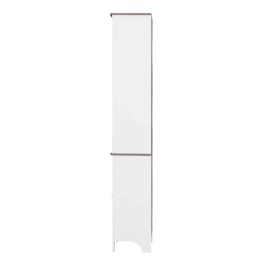 White Wood Free Standing Bathroom Linen Tower Storage Cabinet K954686