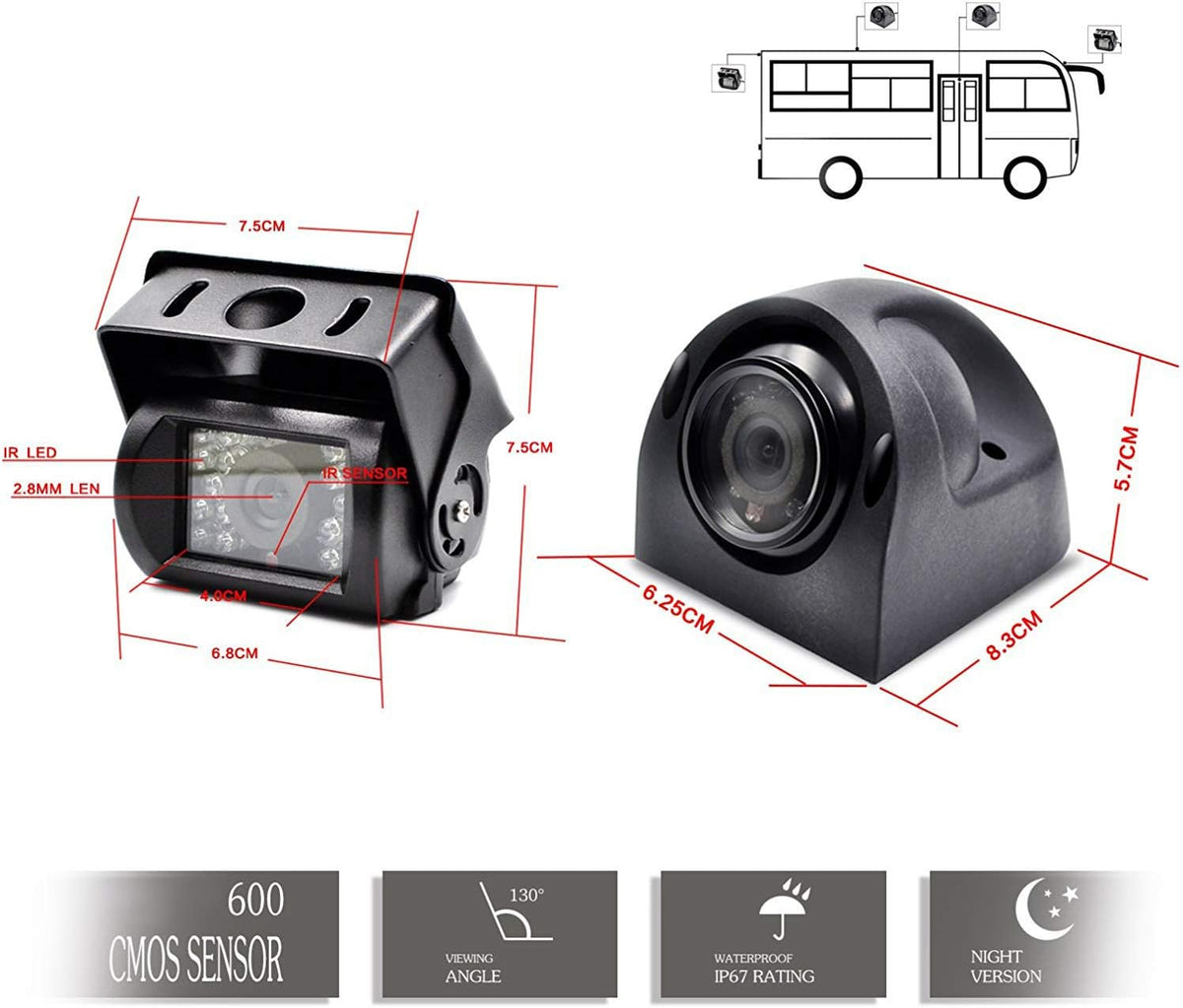 Backup Camera with Monitor 4 Channels Split Screen Wired Camera V581161