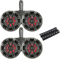 2 Pairs 6.5" Charcoal Marine LED Speakers R4434