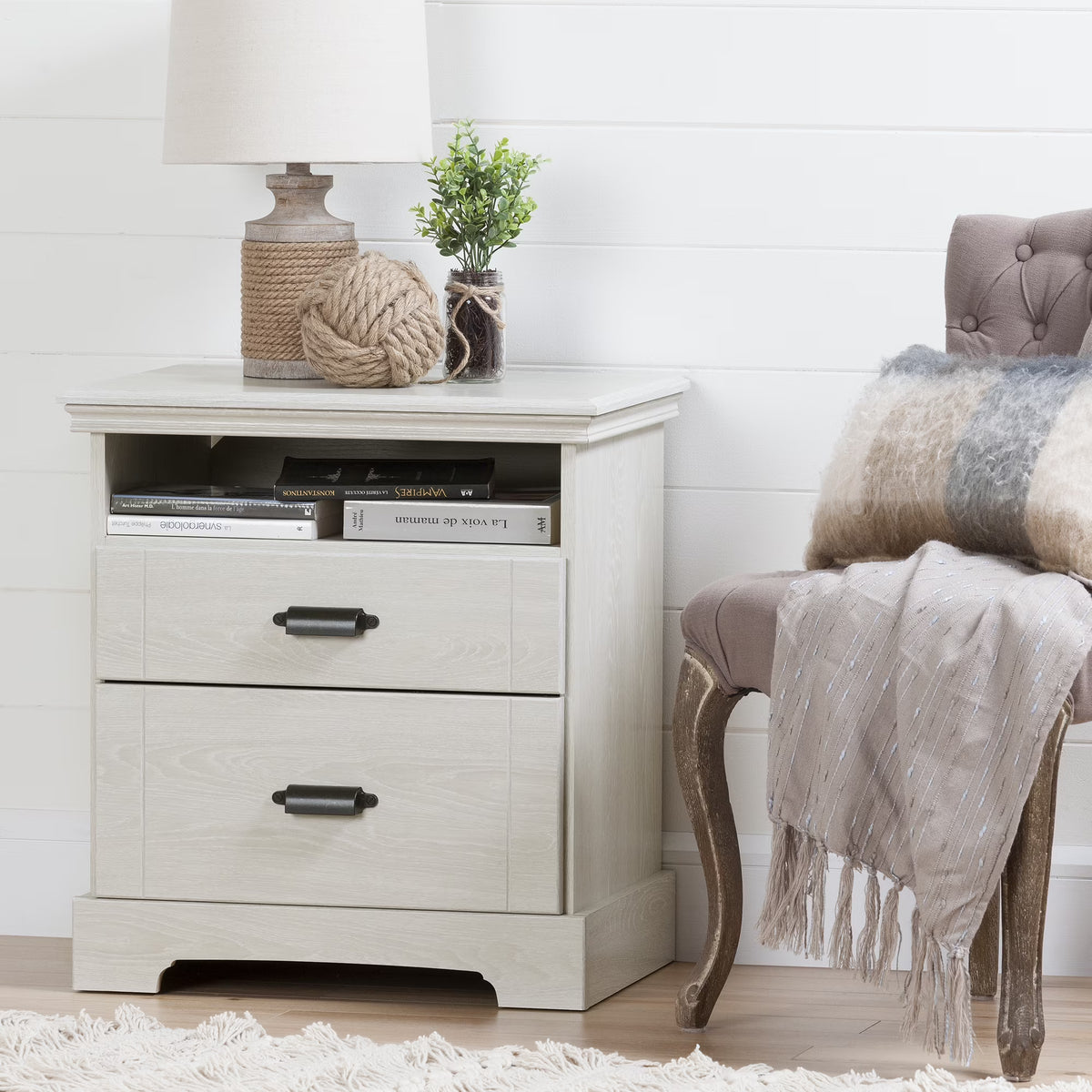 White 2-Drawer Nightstand H95992