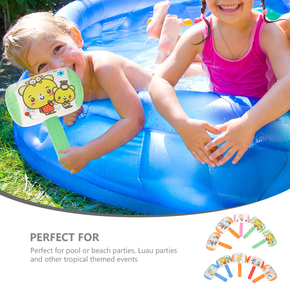 8 Pcs Ringing Toy Hammer with Bell 10pcs Inflatable Childrens Halloween Props Pool Party B9331