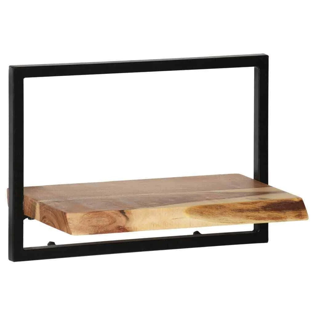 5 Piece Solid Acacia Wood and Steel Wall Shelf Set R660615