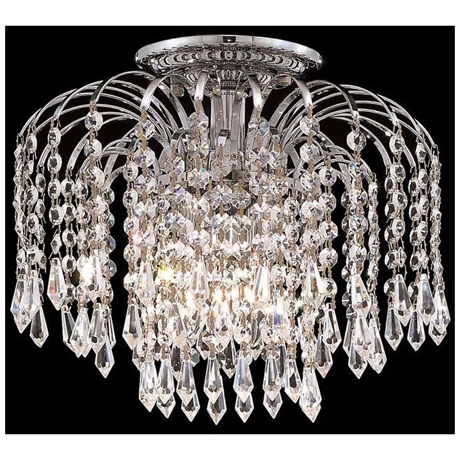 4 Light Chrome Flush Mount Crystal N2810