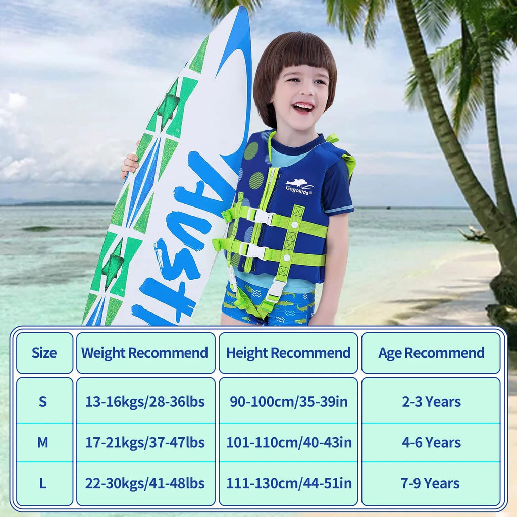 Blue Inflatable Kids Life Jacket with Adjustable Safety Strap E749