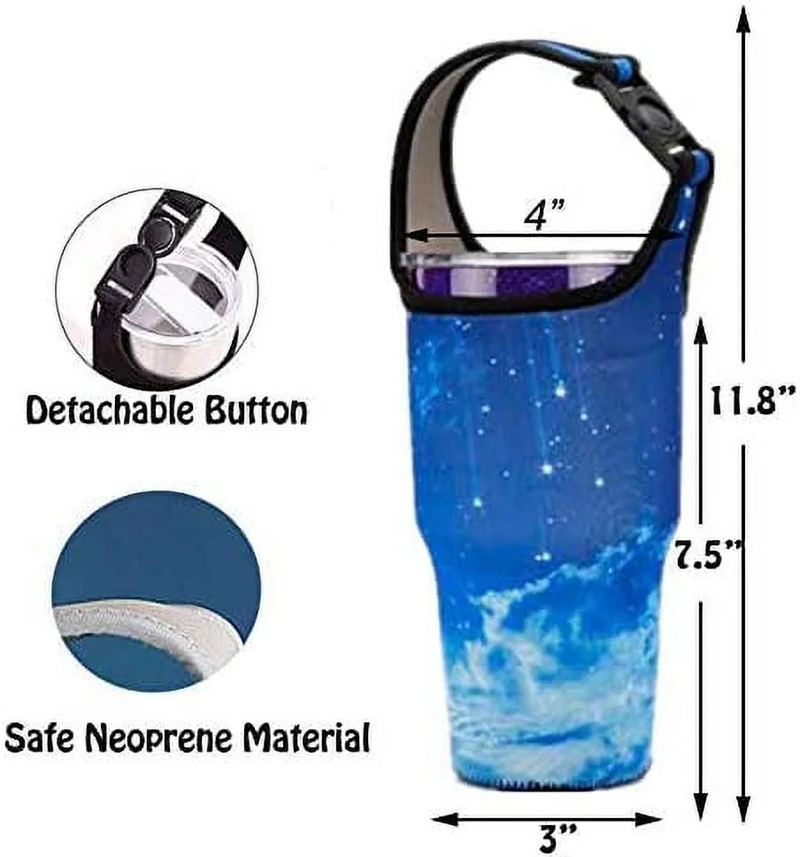 Blue & Purple Sky 30oz Neoprene Tumbler Carrier Pouch with Shoulder Strap D9500
