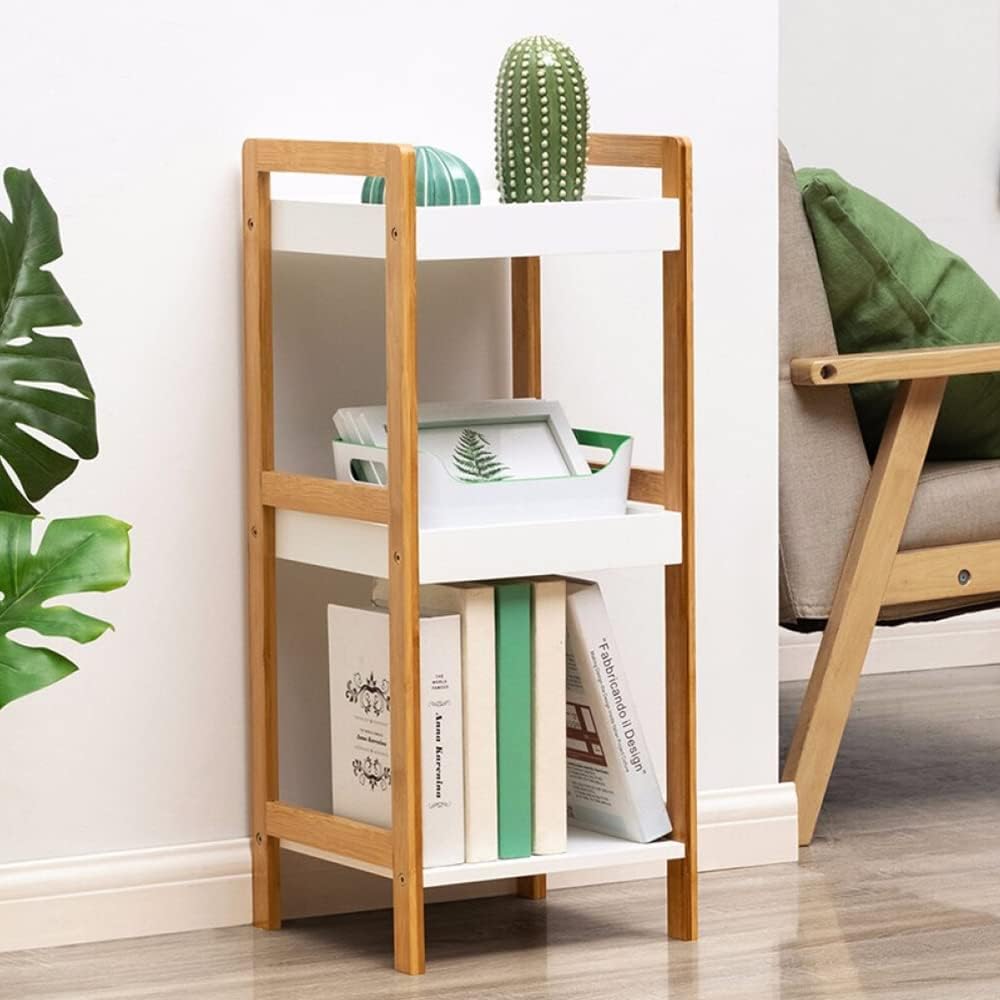 Bamboo 3-Tier Ladder Shelf Bookcase Storage Rack T64688
