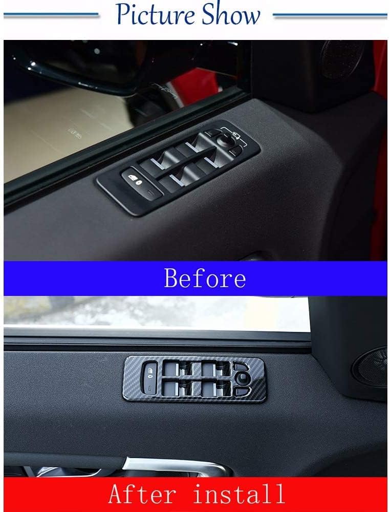 Carbon Black ABS Chrome Window Lift Button Frame Trim J35909