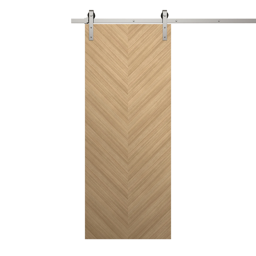 Solid Panel Interior Barn Door with Silver Rail Track Hardware Set M874