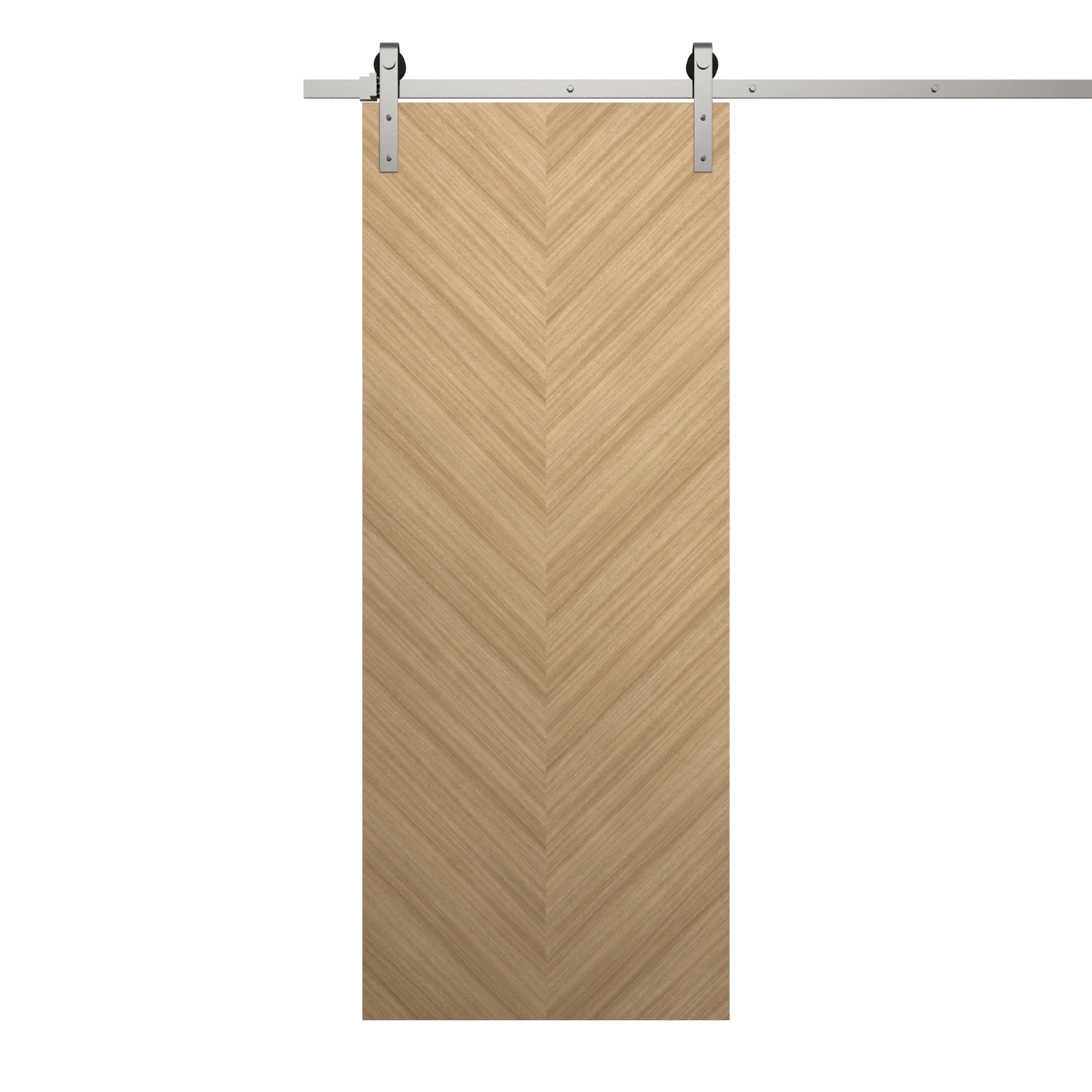 Solid Panel Interior Barn Door with Silver Rail Track Hardware Set M874