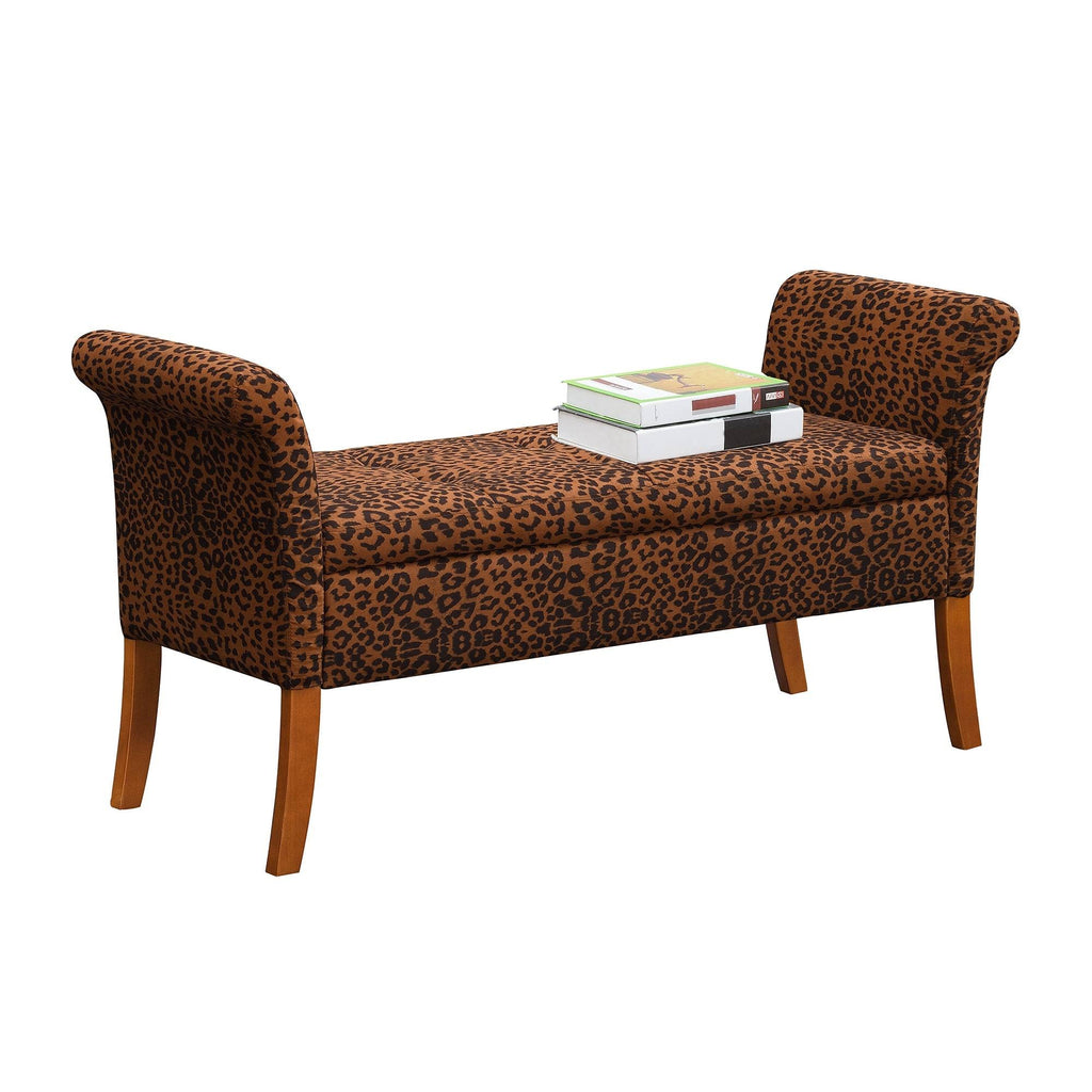 Espresso Faux Leather Storage Bench W199