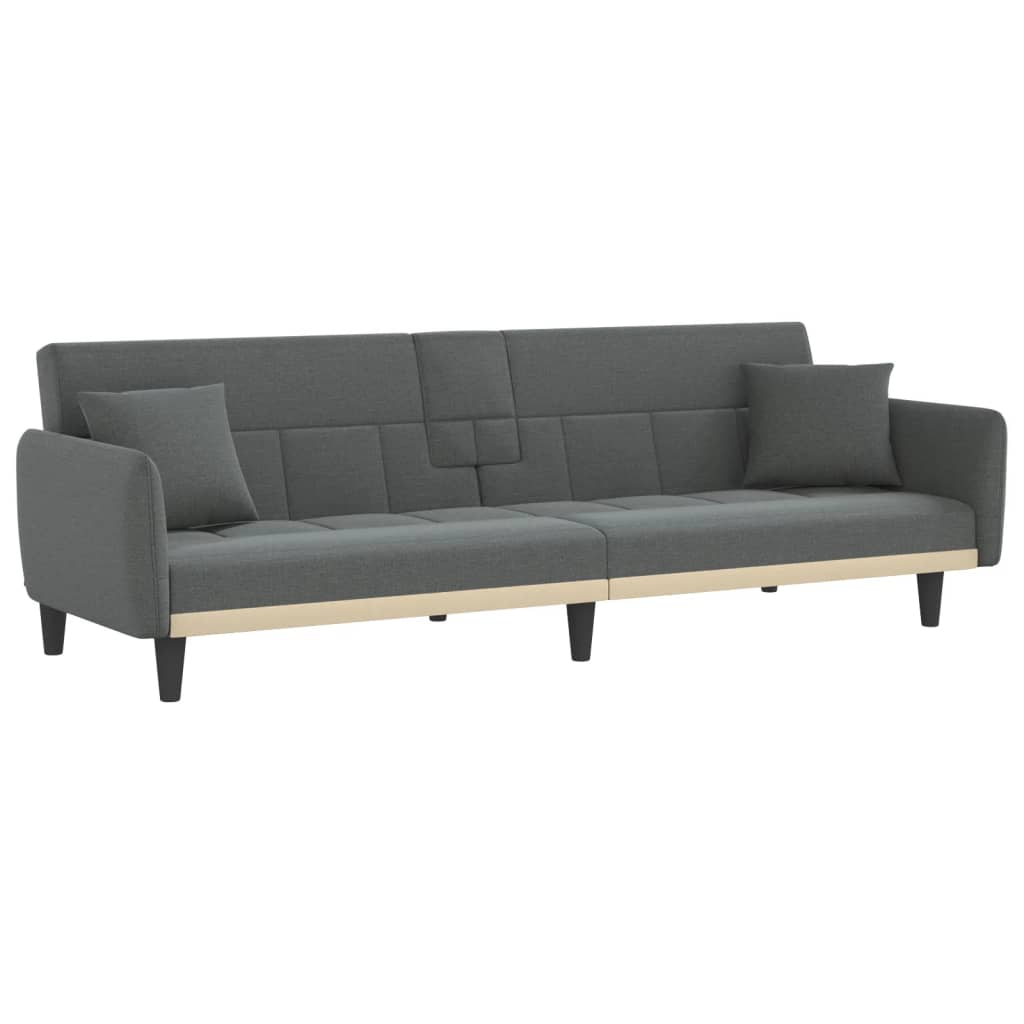 Dark Gray Fabric Sofa Bed with Cup Holders B5784