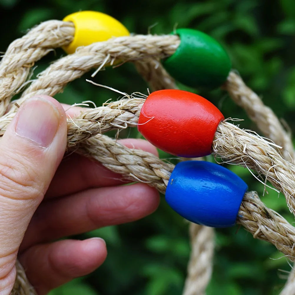 20 PCS Natural Rope Wooden Ring Toss Game Outdoor Playsets A30205