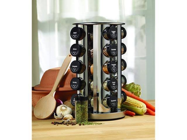 Silver Revolving 20-Jar Countertop Rack Tower Organizer L3182