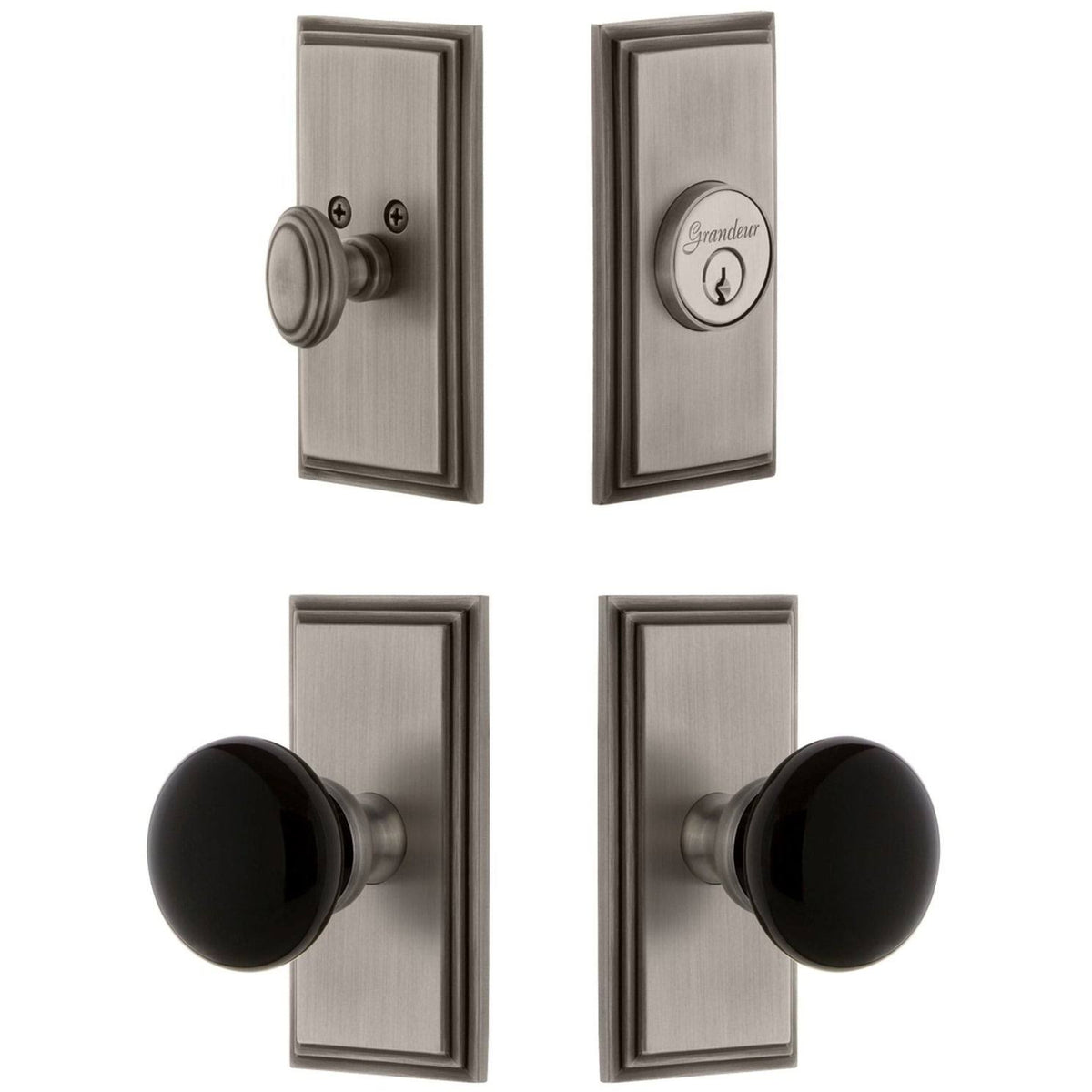 Antique Pewter Knob and Matching Deadbolt Y4291
