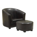 Dark Brown Faux Leather Chair and Ottoman Set O744