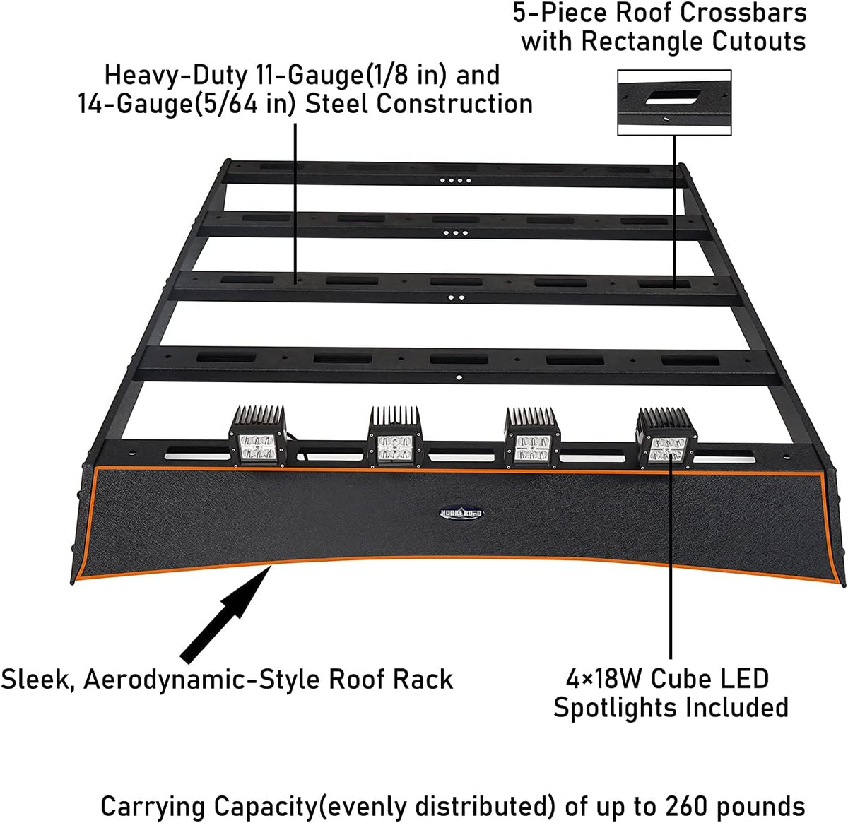 Roof Rack Cargo Carrier Crossbars Basket with LED Lights for Toyota Tacoma 05-22 Access Cab 2nd 3rd Gen Pickup Truck L931