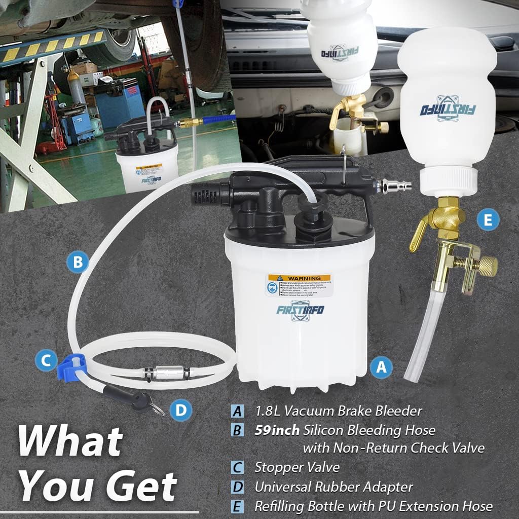 1.8 Liter Vacuum Brake Bleeder Extractor Kit with Silicone Bleeding Hose U433509