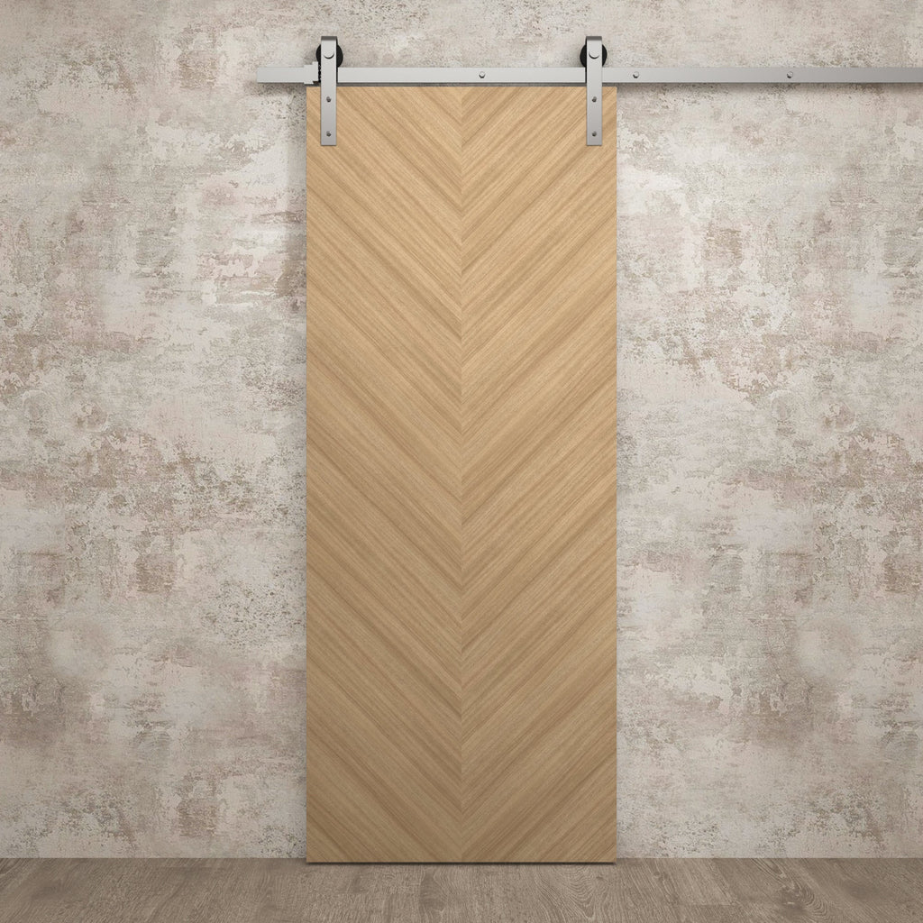 Solid Panel Interior Barn Door with Silver Rail Track Hardware Set M874