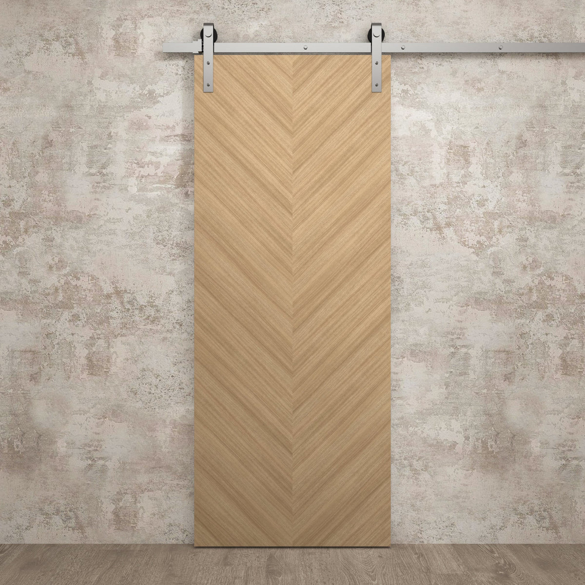 Solid Panel Interior Barn Door with Silver Rail Track Hardware Set M874