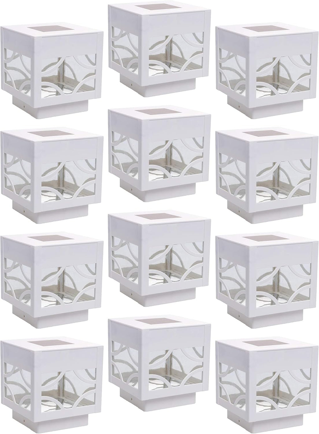 12 Pack Black Solar Powered LED Post Cap Light A462