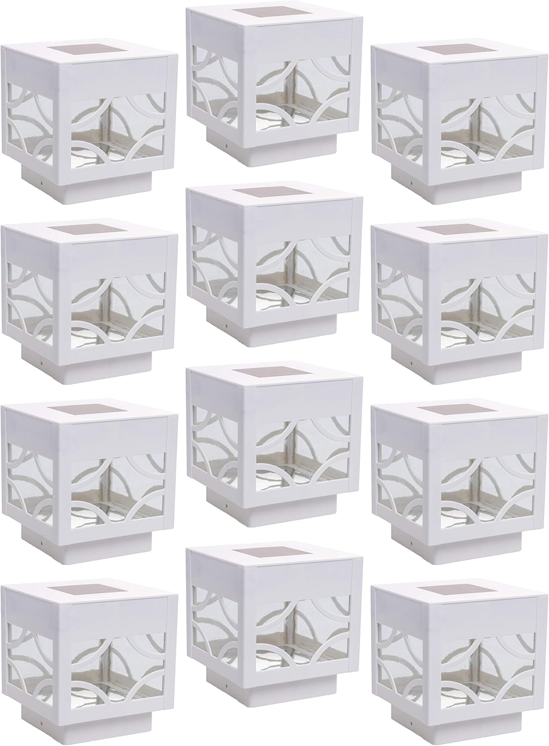 12 Pack Black Solar Powered LED Post Cap Light A462