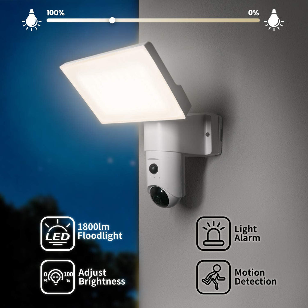 Smart Security Camera with LED Floodlight, 1080P, Waterproof, Motion Detection Y229