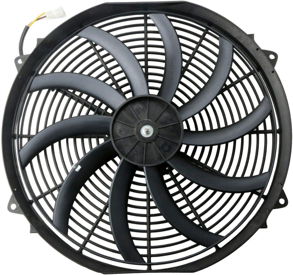 12V Slim Electric Cooling Radiator Fan with Fan Mounting Kit (12 Inch Black, 2 Pack) H891359