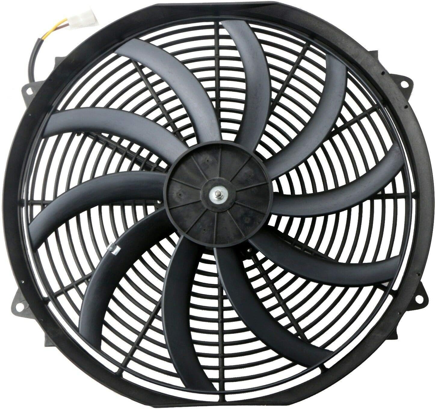 12V Slim Electric Cooling Radiator Fan with Fan Mounting Kit (12 Inch Black, 2 Pack) H891359