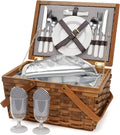 Picnic Basket Set with Insulated Cooler, Woven Basket with Double Folding Handles O81512