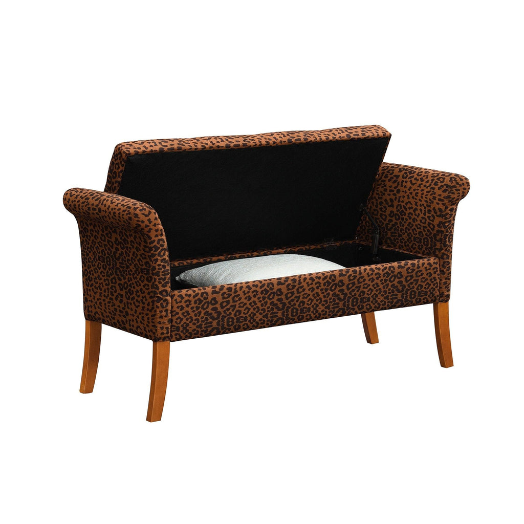 Espresso Faux Leather Storage Bench W199