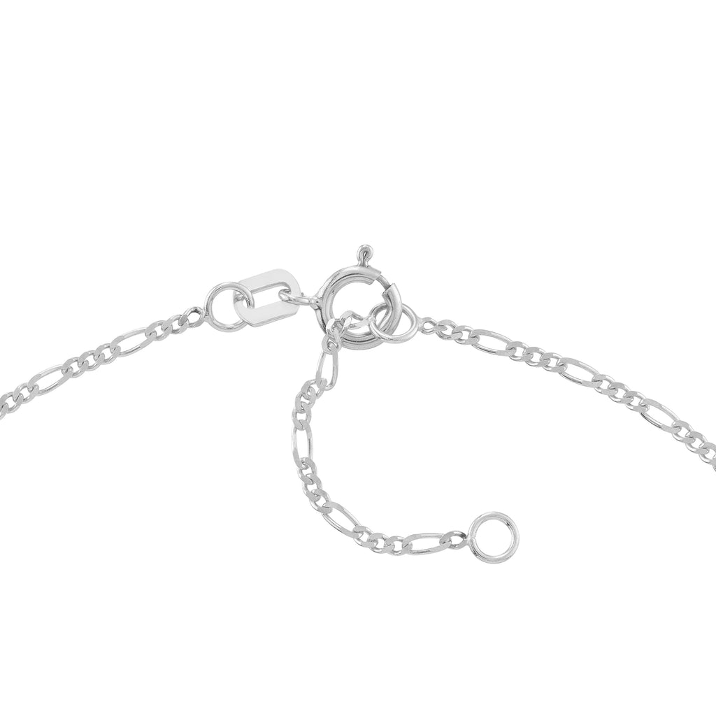 14K White Gold Adjustable Figaro Chain Anklet X769919