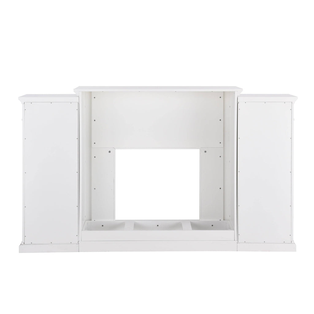 White Bookcase Electric Fireplace Brick M706