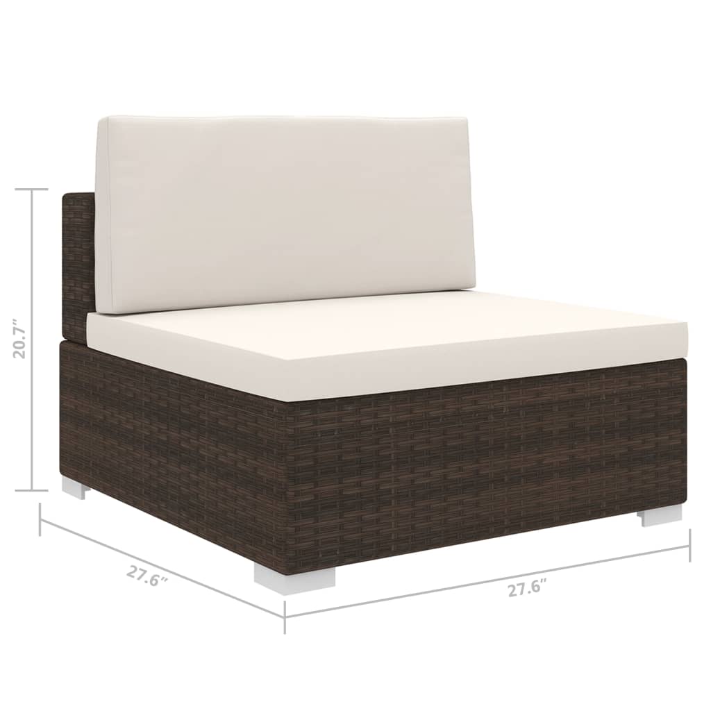 Brown Poly Rattan Sectional Middle Seat with Cushions L281146
