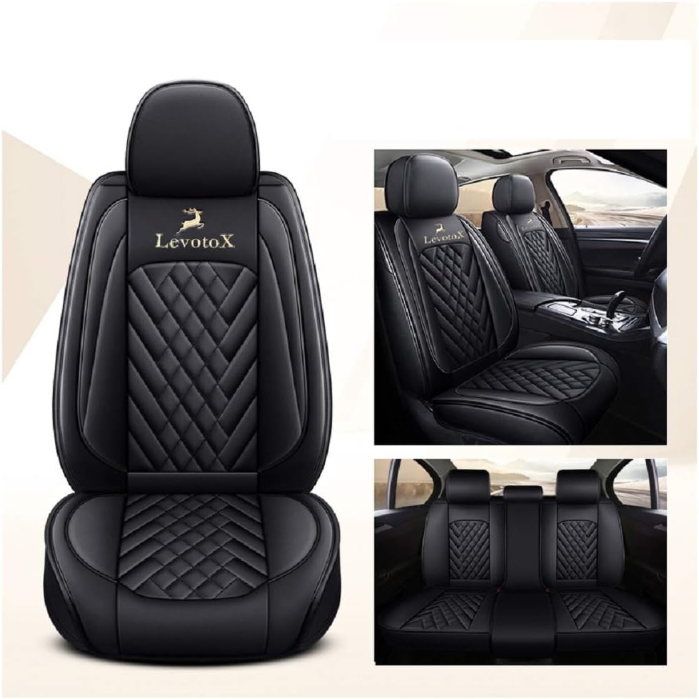 L-Black-Beige 5 Seats Full Set Car Seat Covers F139389