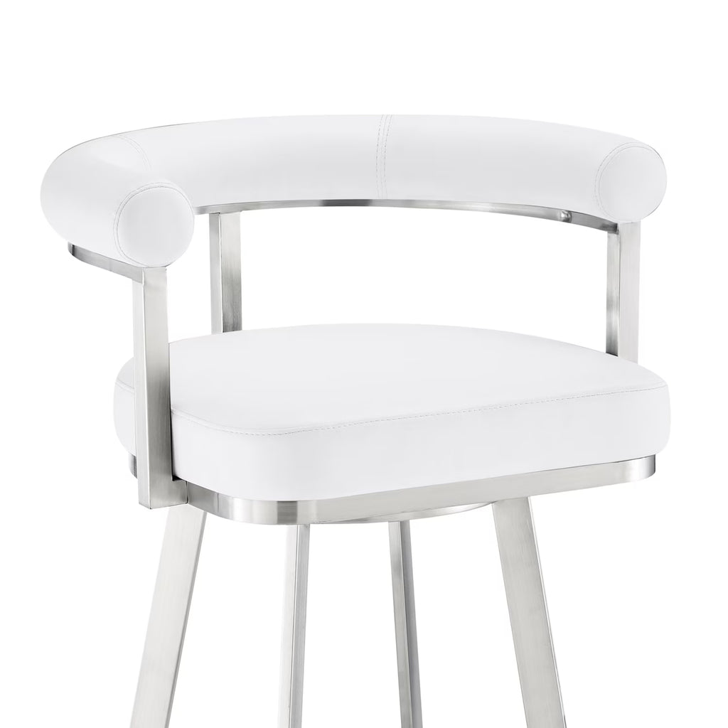 White/Chrome Swivel Bar Stool W146522