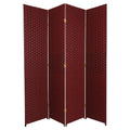 Red/Black 6 Panel Woven Fiber Room Divider W5397