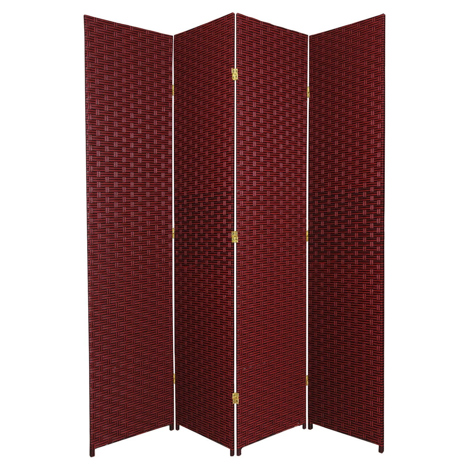 Red/Black 6 Panel Woven Fiber Room Divider W5397