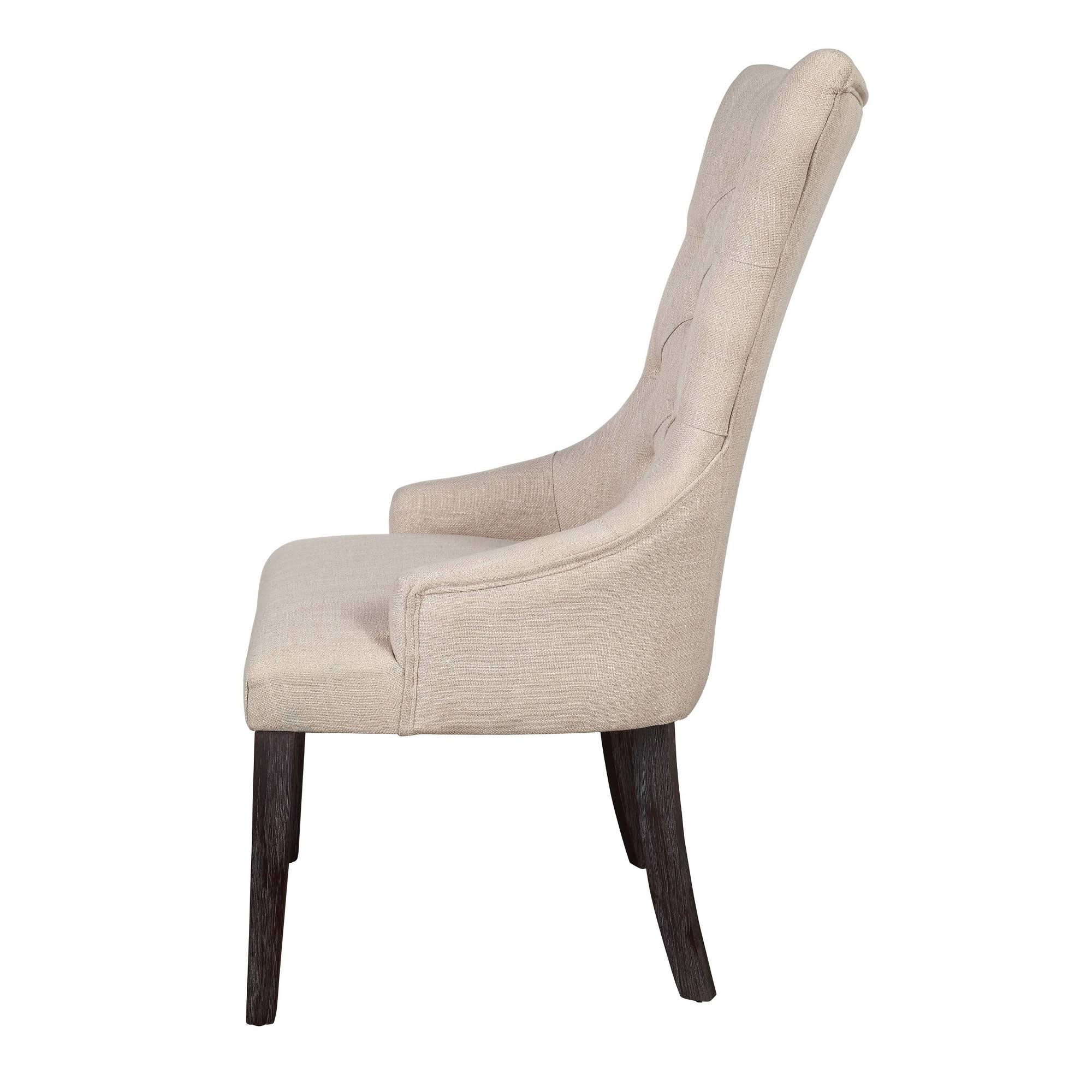 Beige Linen Dining Arm Chair (Set of 2) M470965