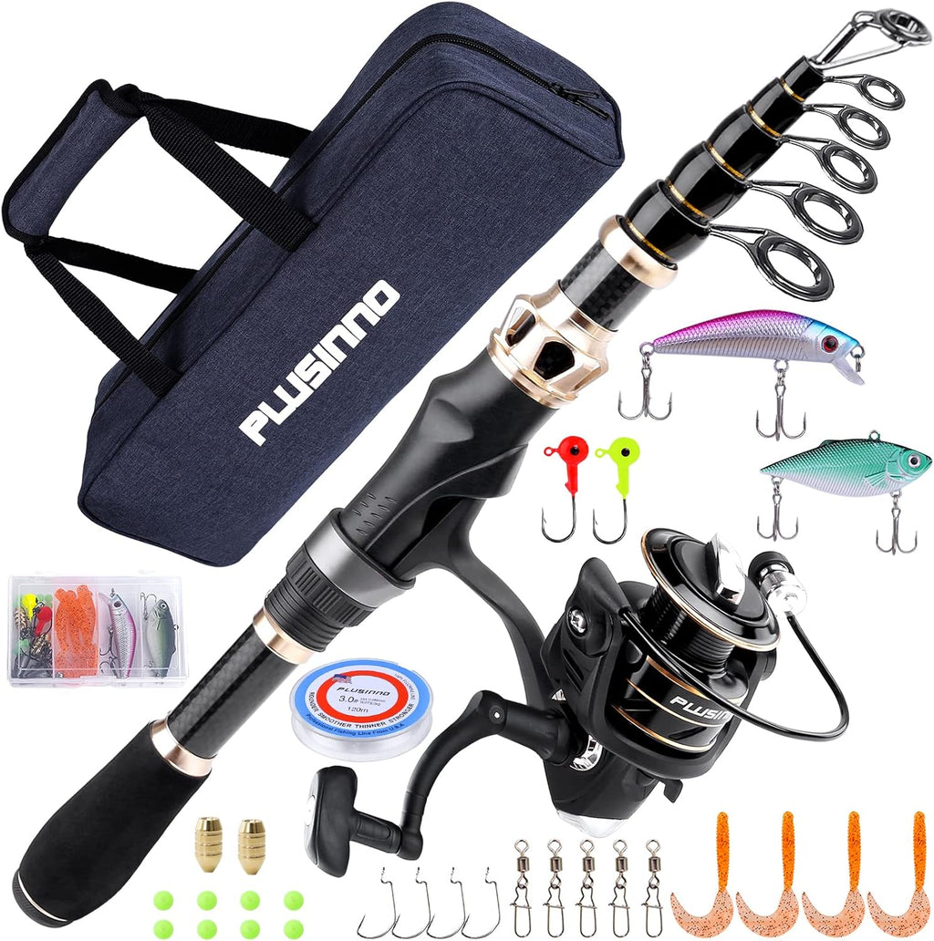 Carbon Fiber Telescopic Fishing Rod and Reel Combo I3890