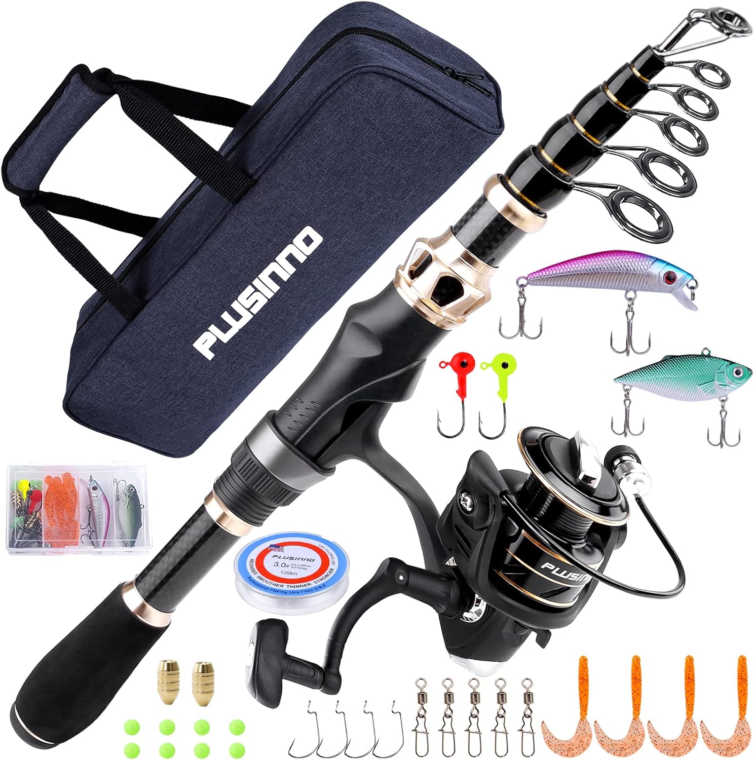 Carbon Fiber Telescopic Fishing Rod and Reel Combo I3890
