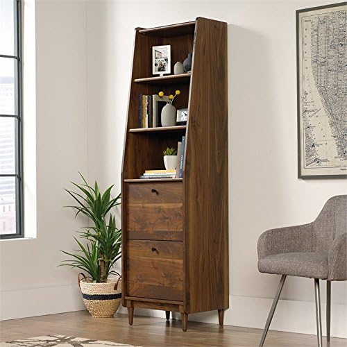 Vintage Wood 3 Shelf Bookcase with File Drawer N3282