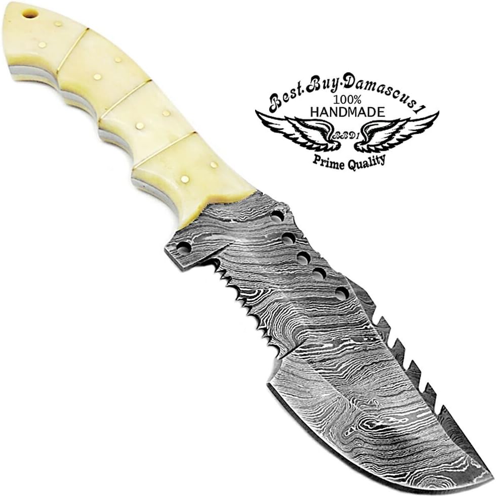 Camel Bone 9.5'' Fixed Blade Damascus Steel Hunting Knife U28695