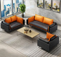 Leather Office Sofa Three Person Tea Table Combination Suit D6579