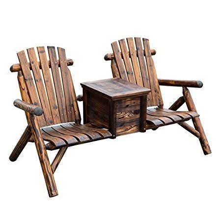 Wooden Double Adirondack Chair Loveseat with Inset Ice Bucket N967130