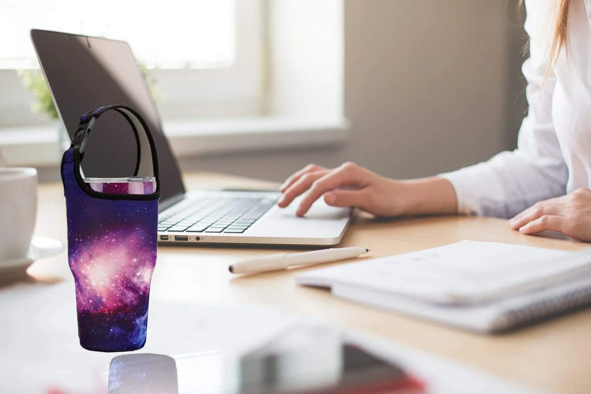 Blue & Purple Sky 30oz Neoprene Tumbler Carrier Pouch with Shoulder Strap D9500