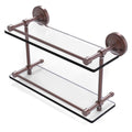 Antique Copper Double Glass Shelf with Gallery Rail Q4642