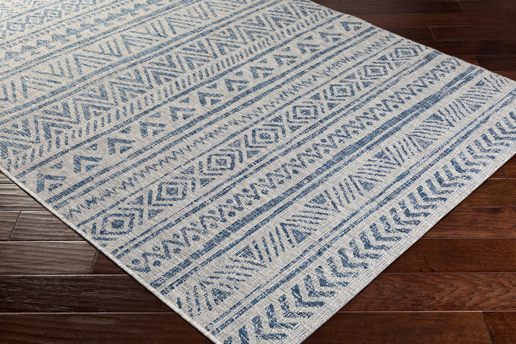 Dark Blue Oval Outdoor Area Rug R73258